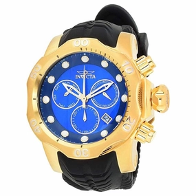 Invicta Men's Chronograph Watch - Venom Yellow Gold Case Blue Dial Black Strap | 32614