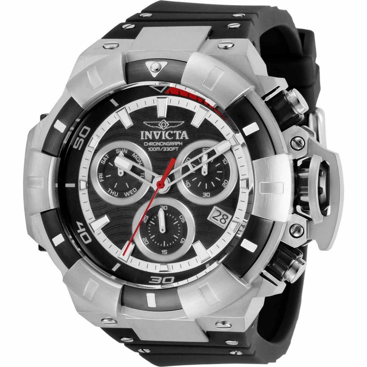 Invicta Men's Quartz Chronograph Watch - Akula Black and Silver Dial Strap | 31890