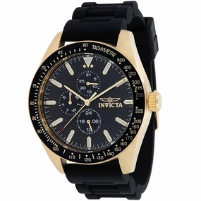Invicta Men's Quartz Watch - Aviator Date Black Dial Silicone Rubber Strap | 38404