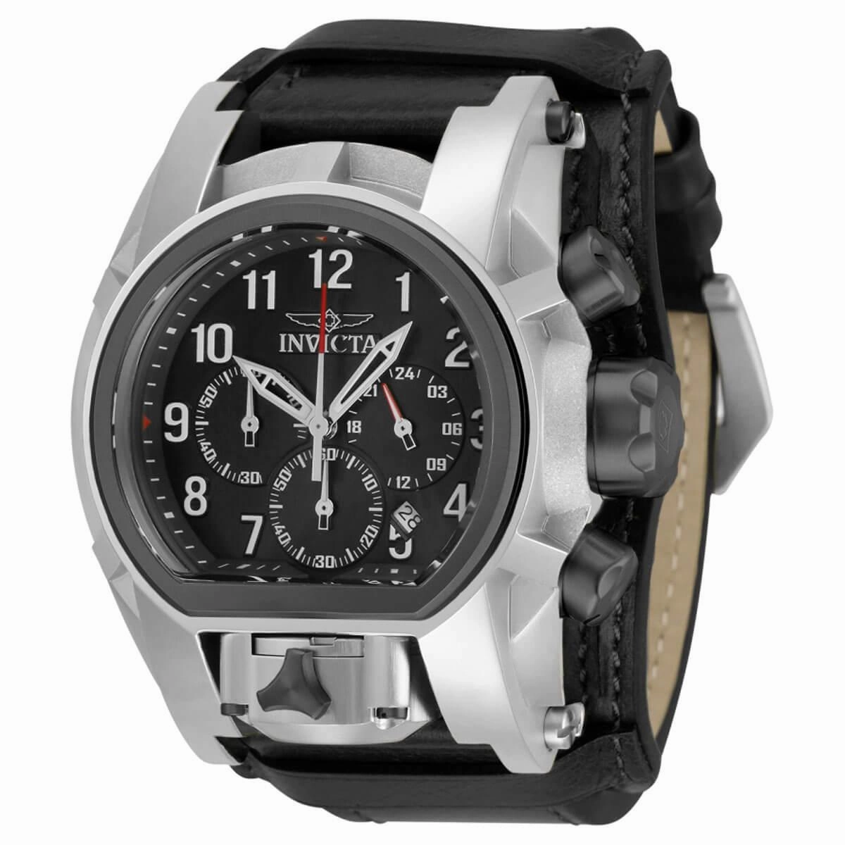 Invicta Men's Quartz Watch - Bolt Zeus Magnum Chronograph Black Leather Strap | 34583