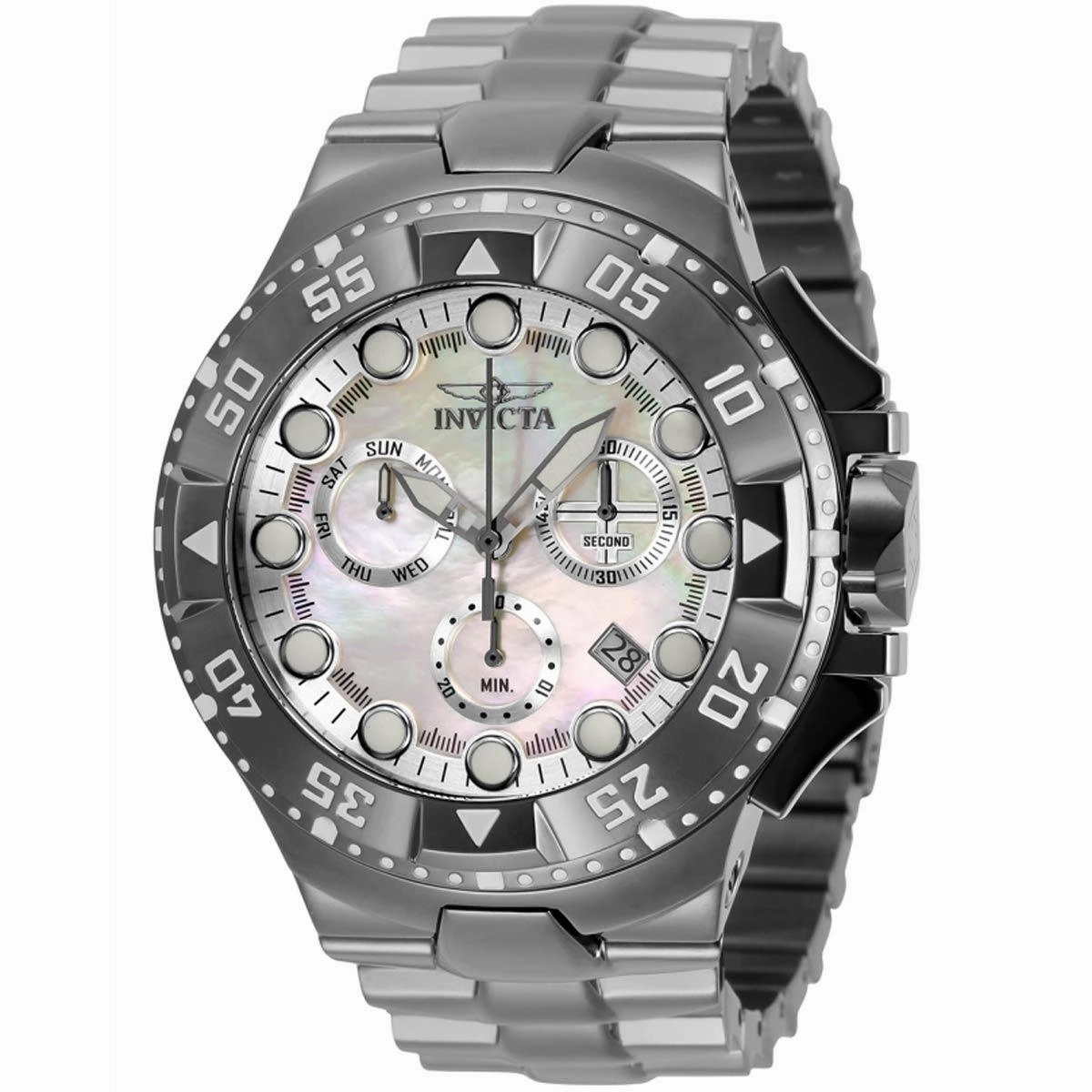 Invicta Men's Quartz Watch - Excursion Chrono MOP Dial Gunmetal SS Bracelet | 34860