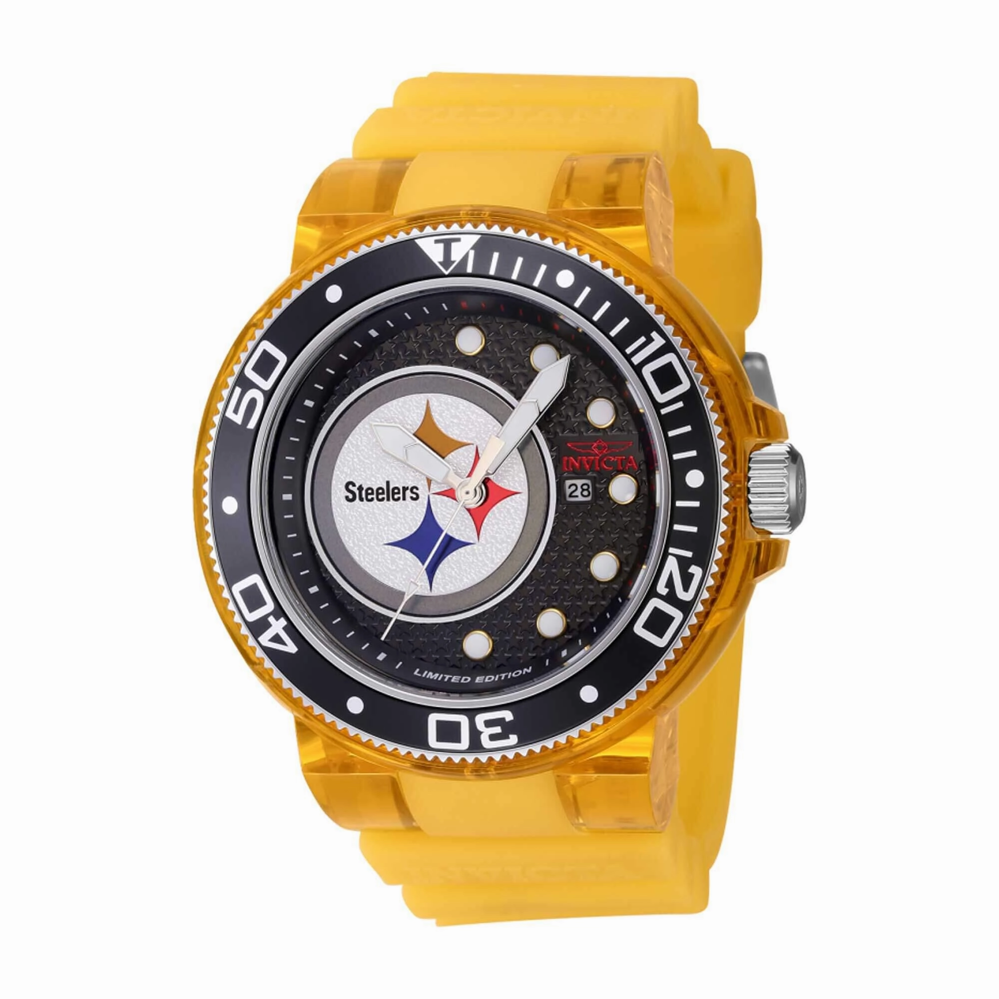 Invicta Men's Quartz Watch - NFL Pittsburgh Steelers Yellow Silicone Strap | 41450