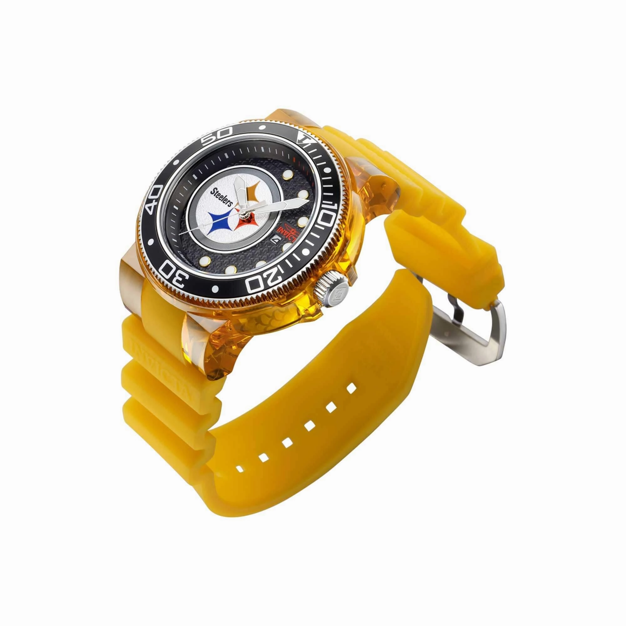 Invicta Men's Quartz Watch - NFL Pittsburgh Steelers Yellow Silicone Strap | 41450