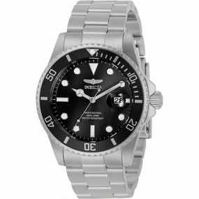 Invicta Men's Quartz Watch - Pro Diver Black Dial Silver Steel Bracelet | 33266
