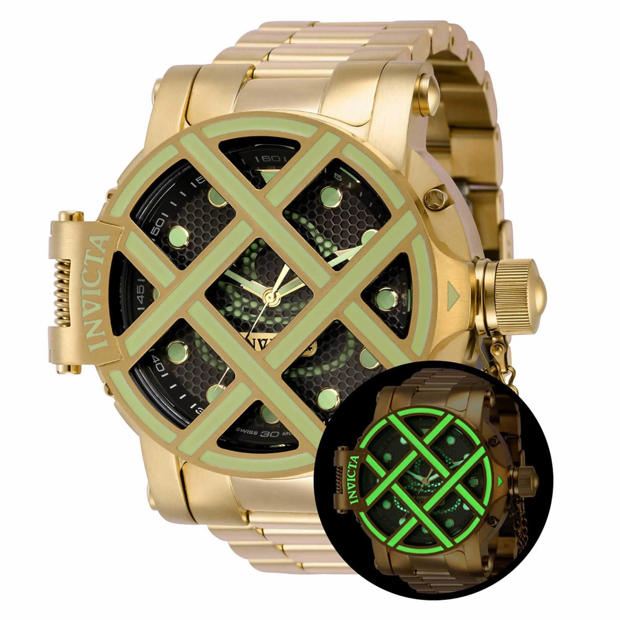 Invicta Men's Quartz Watch - Pro Diver Black Dial Yellow Gold Bracelet | 37355