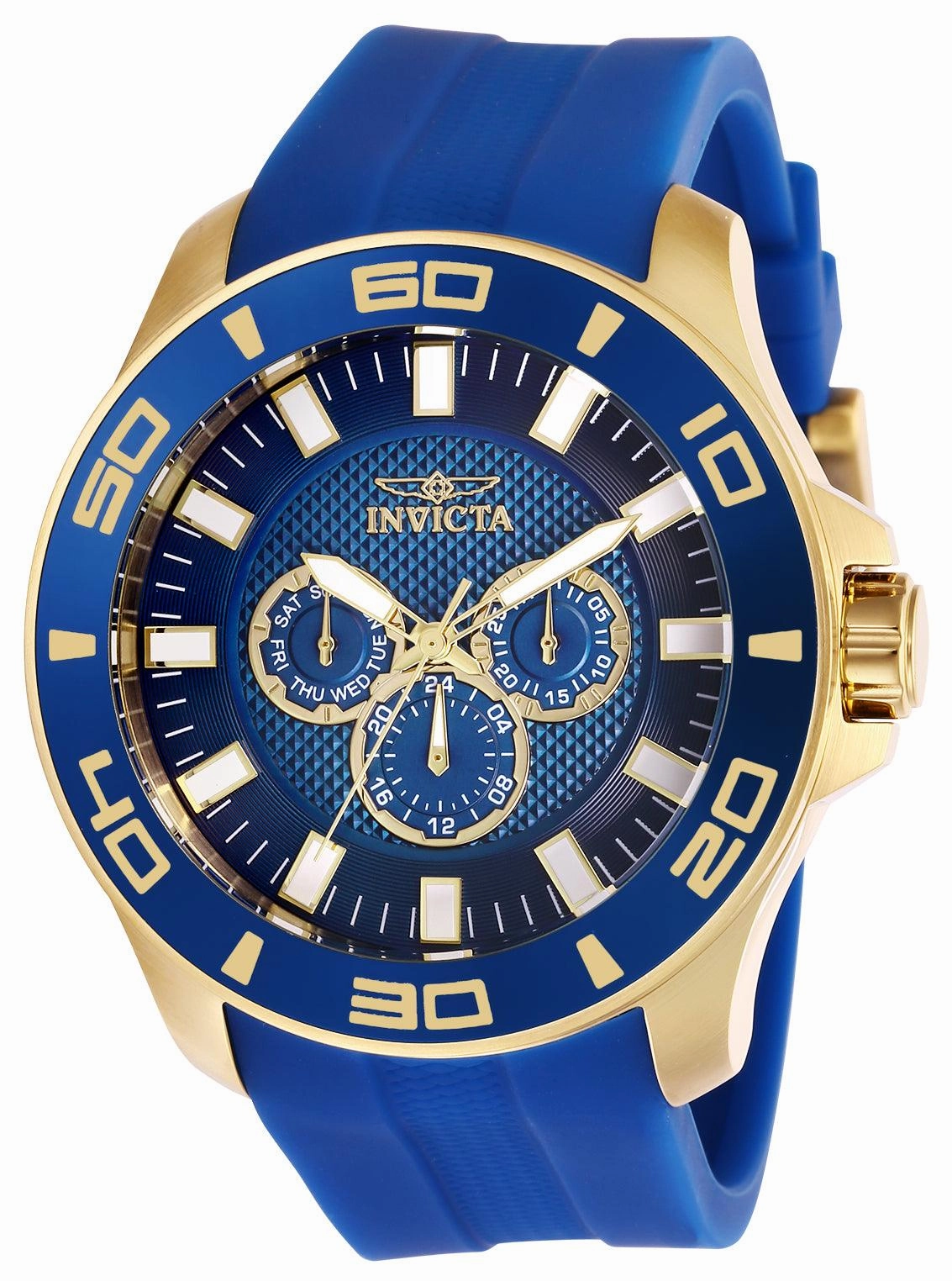 Invicta Men's Quartz Watch - Pro Diver Blue & Gold Tone Dial Blue Strap | 28002