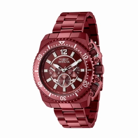 Invicta Men's Quartz Watch - Pro Diver Chrono Red Stainless Steel Bracelet | 40869