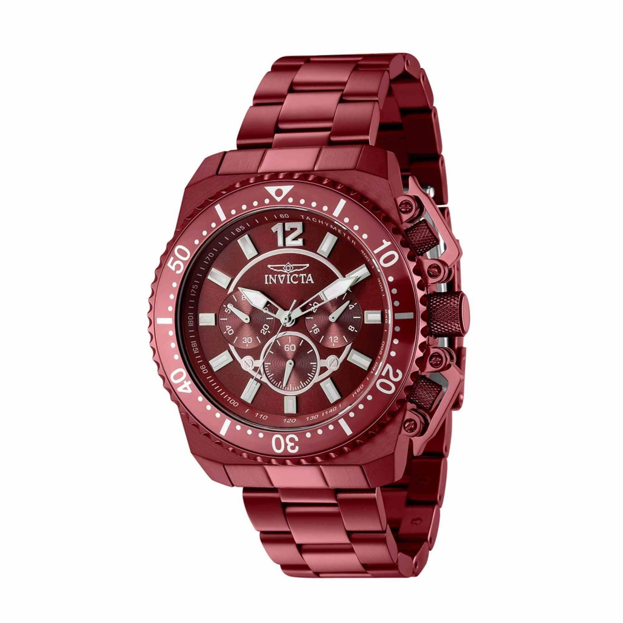 Invicta Men's Quartz Watch - Pro Diver Chrono Red Stainless Steel Bracelet | 40869