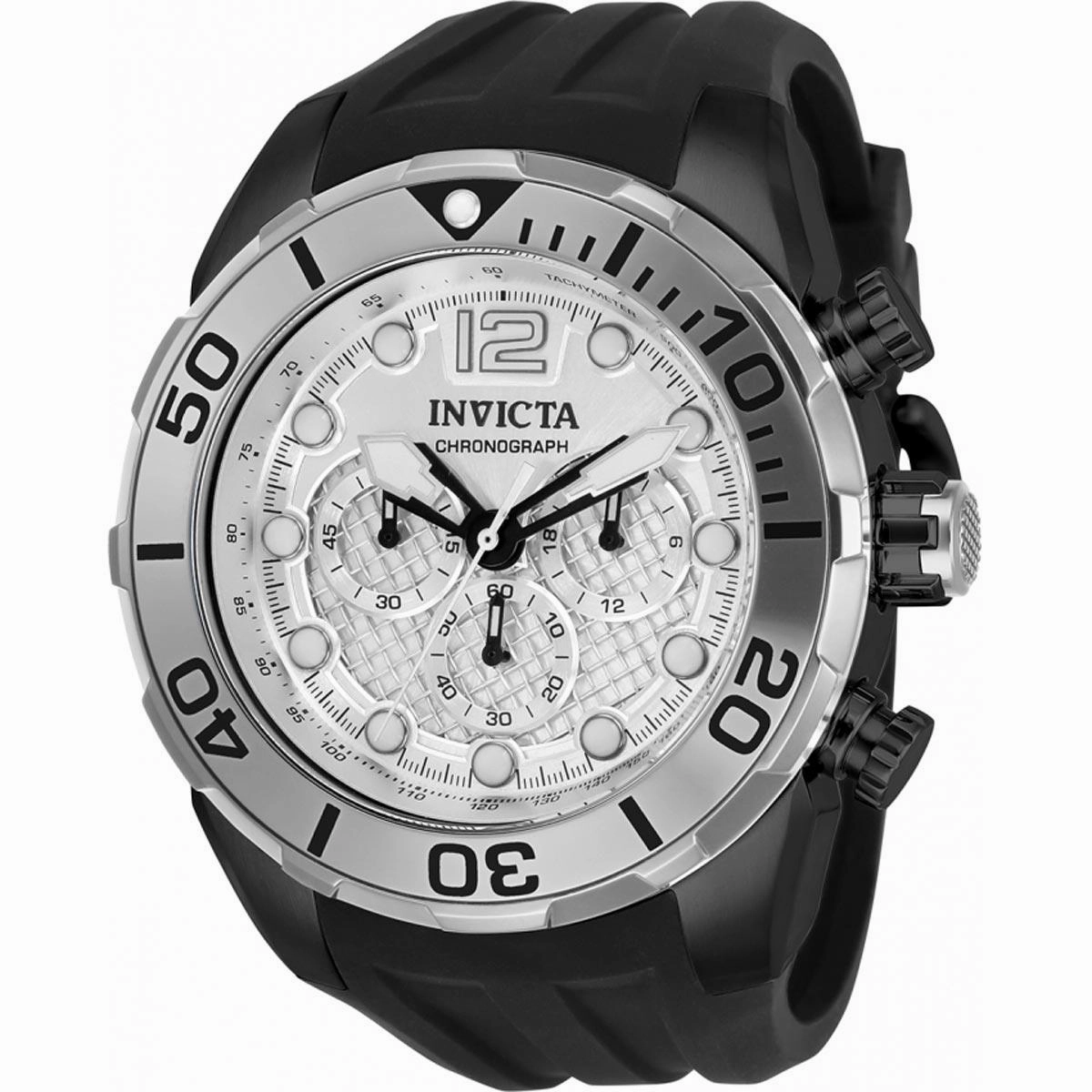Invicta Men's Quartz Watch - Pro Diver Chronograph Silver Dial Bracelet | 33825