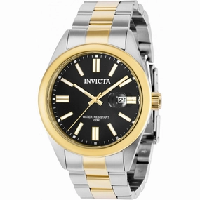 Invicta Men's Quartz Watch - Pro Diver Date Black Dial Two Tone Steel Bracelet | 38466