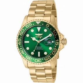 Invicta Men's Quartz Watch - Pro Diver Green Dial Yellow Gold SS Bracelet | 36551