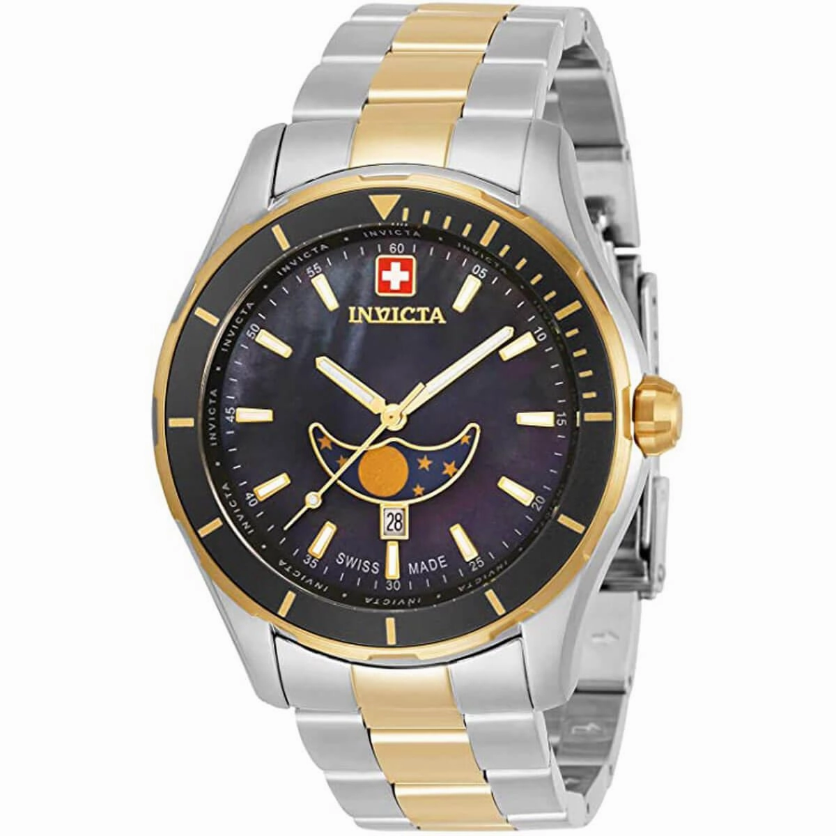 Invicta Men's Quartz Watch - Pro Diver Moon Phase Two Tone Bracelet | 33466