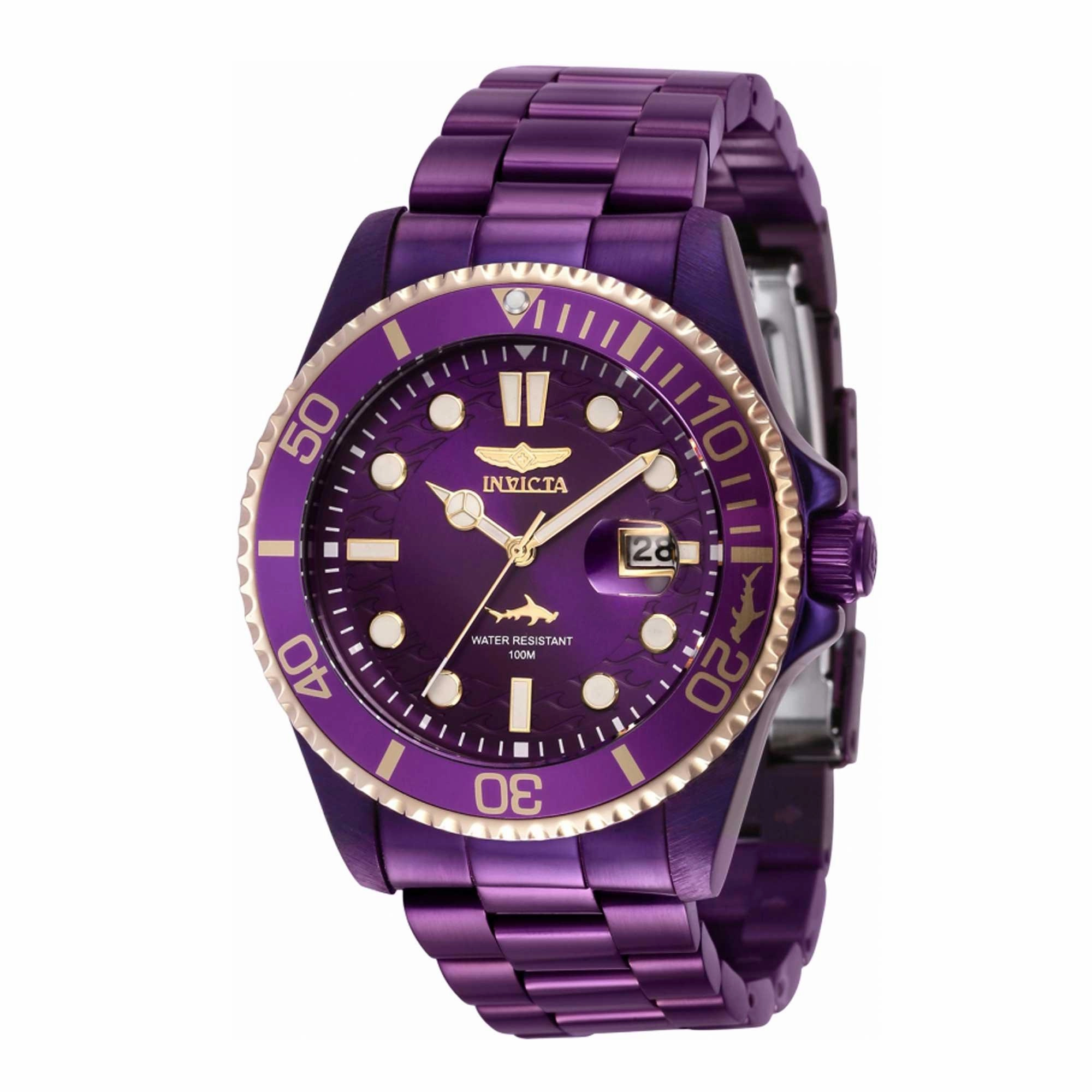 Invicta Men's Quartz Watch - Pro Diver Purple Dial Stainless Steel Bracelet | 40941