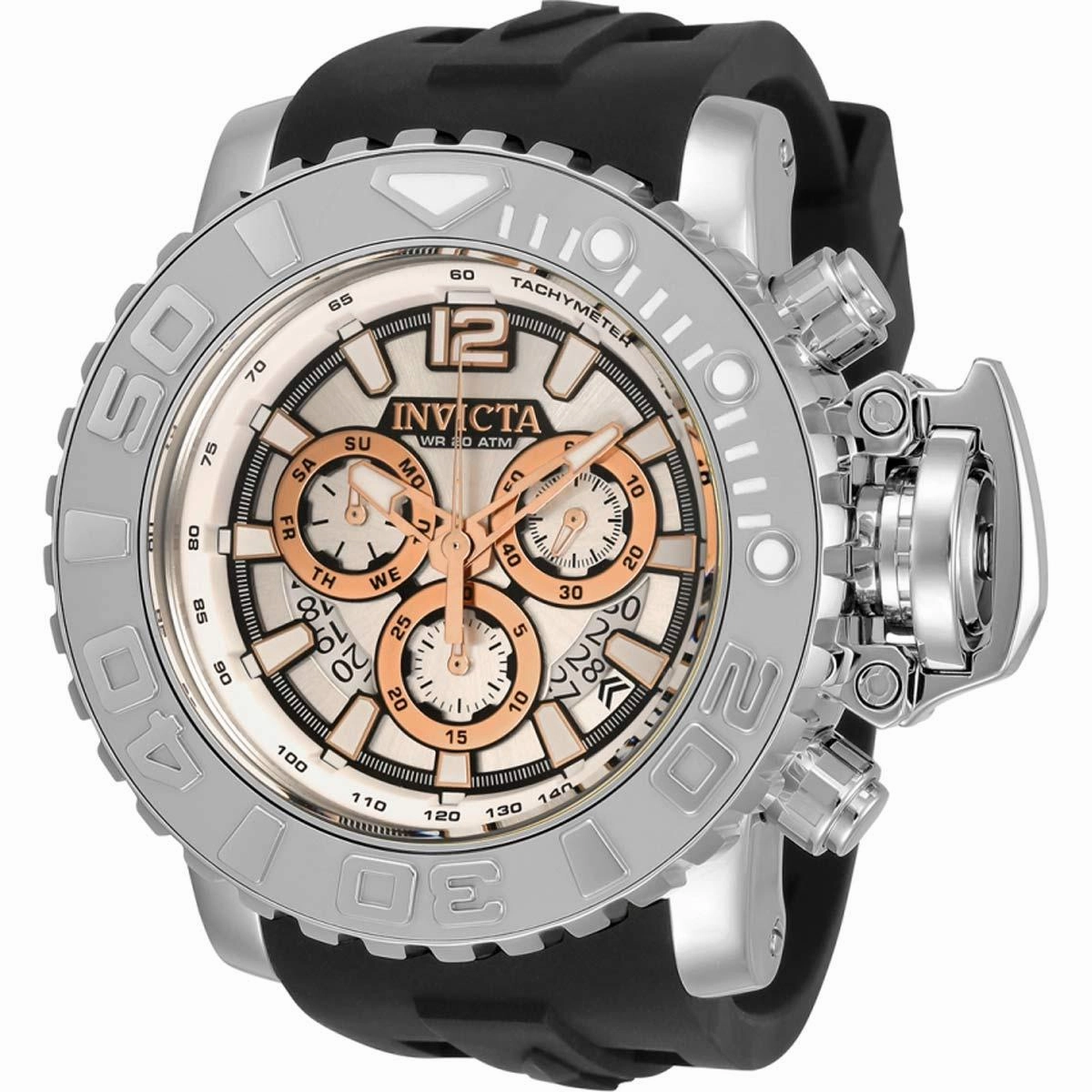 Invicta Men's Quartz Watch - Sea Hunter Chronograph Silver and RG Tone Dial | 32618
