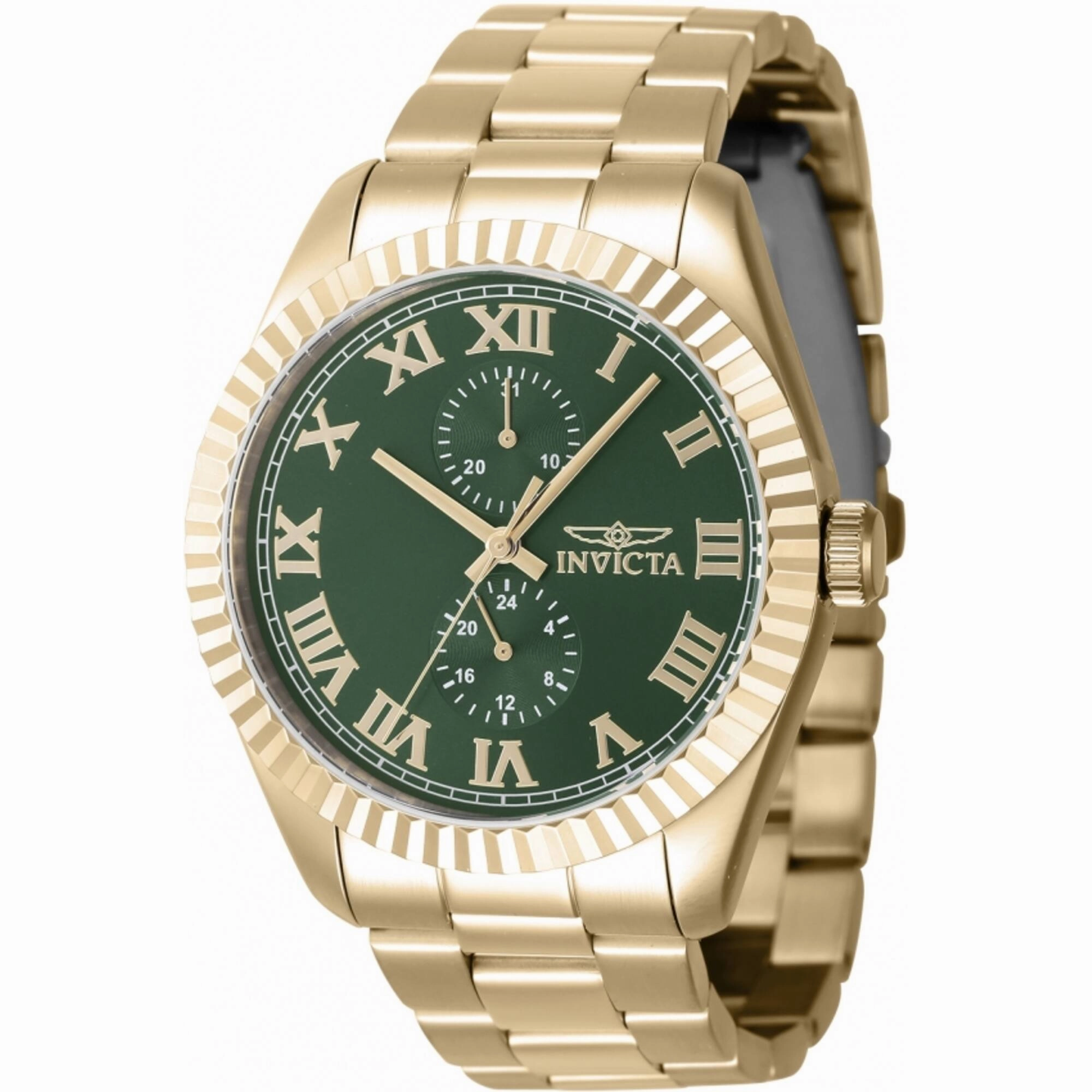 Invicta Men's Quartz Watch - Specialty Green Dial Yellow Gold Bracelet | 47430