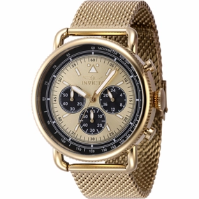 Invicta Men's Quartz Watch - Speedway Chronograph Gold Tone Dial Mesh Bracelet | 47360