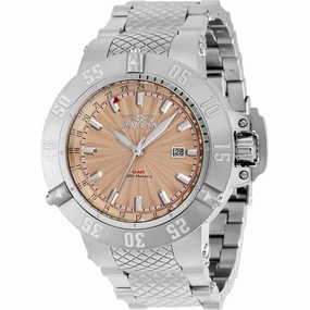 Invicta Men's Quartz Watch - Subaqua Rose Gold Dial Silver Steel Bracelet Dive | 37039