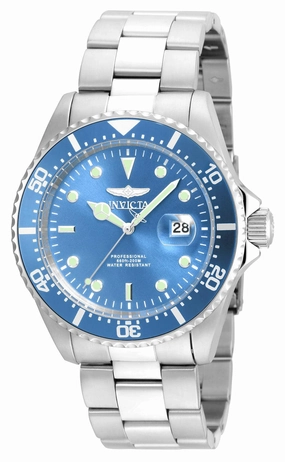 Invicta Men's Stainless Steel Watch - Pro Diver Quartz Blue Dial Bracelet | 22051