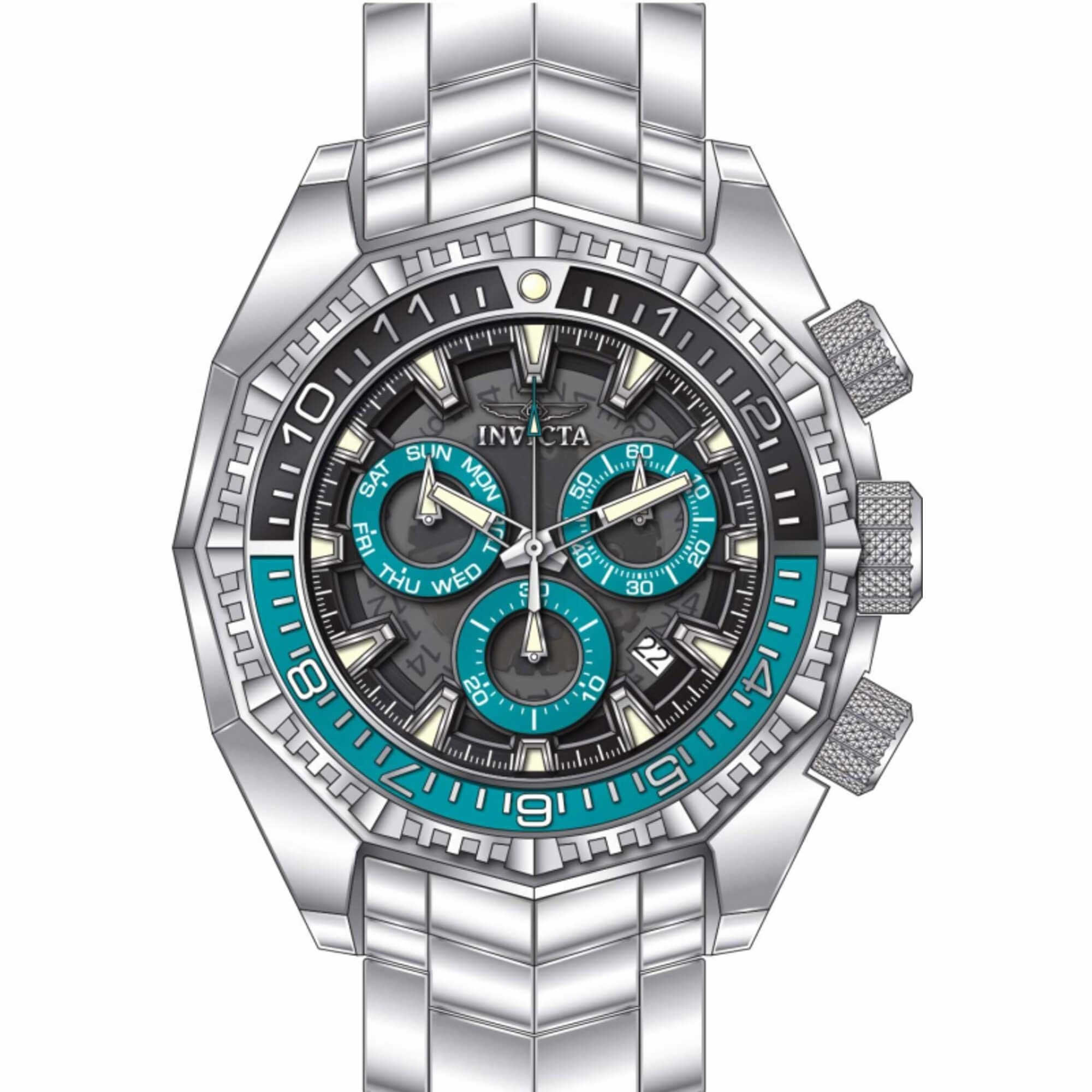 Invicta Men's Watch - Akula Quartz Chronograph Silver Stainless Steel Bracelet | 44292
