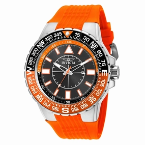 Invicta Men's Watch - Aviator Compass Black and Orange Dial Silicone Strap | 19268