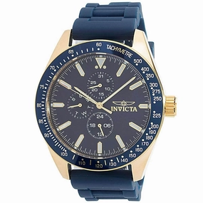 Invicta Men's Watch - Aviator Day-Date Yellow Gold Case Blue Bezel Strap | 38403
