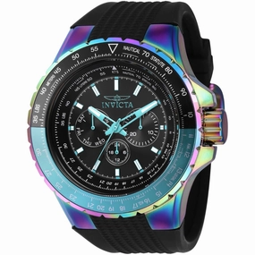 Invicta Men's Watch - Aviator Quartz Chronograph Black Dial Silicone Strap | 37033
