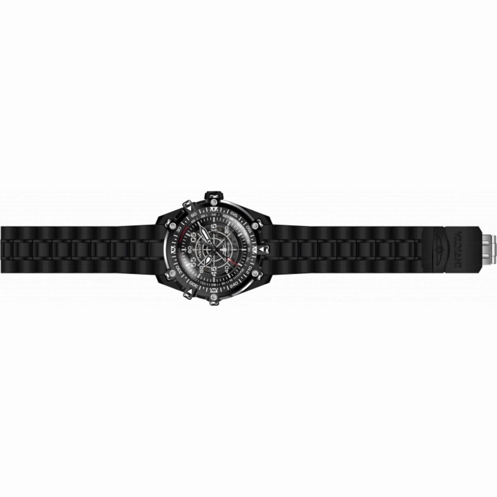 Invicta Men's Watch - Aviator Semi-Skeleton Dial Black Bracelet Automatic | 44658