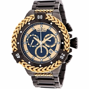 Invicta Men's Watch - Bolt Chronograph Black and Gold Tone Dial Bracelet Dive | 35569