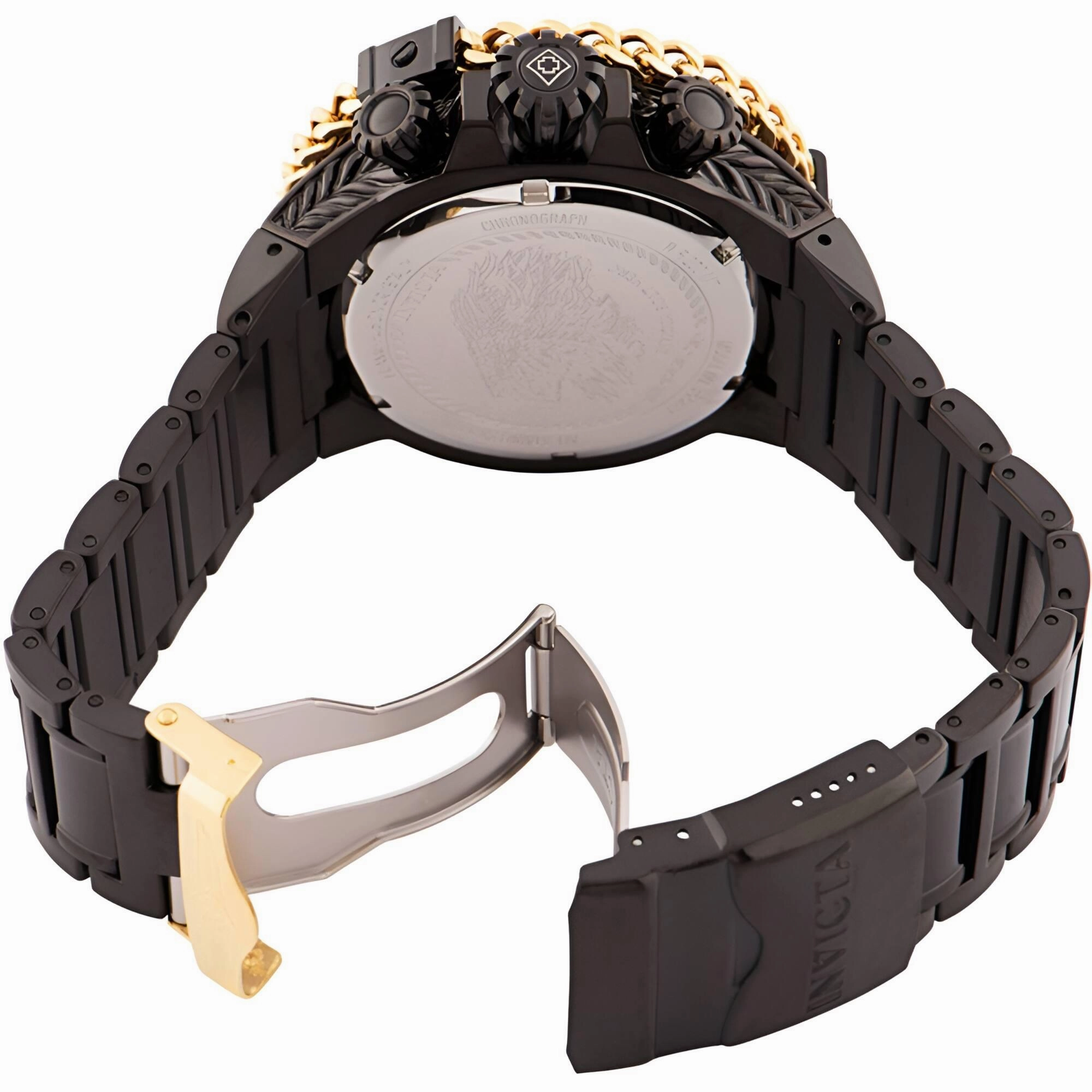 Invicta Men's Watch - Bolt Chronograph Black and Gold Tone Dial Bracelet Dive | 35569