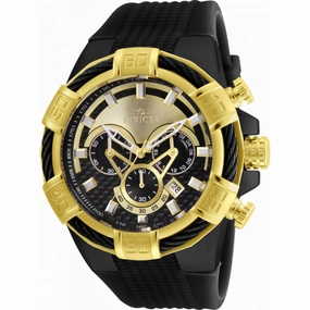 Invicta Men's Watch - Bolt Chronograph Gold and Black Dial Silicone Strap | 24699