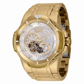 Invicta Men's Watch - Bolt Open Heart Silver Tone Dial Yellow Gold Bracelet | 39930
