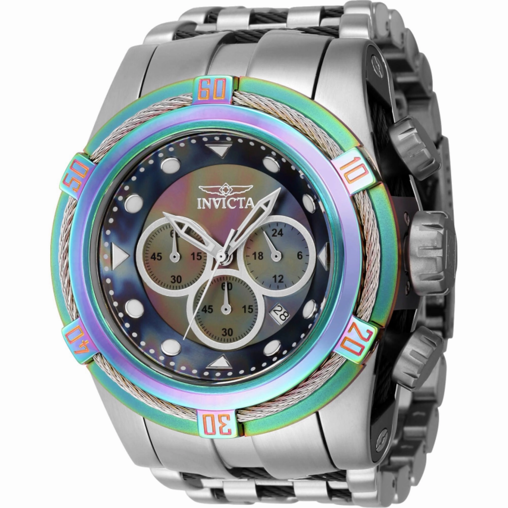 Invicta Men's Watch - Bolt Zeus Chrono Iridescent and Silver Dial Bracelet | 43353