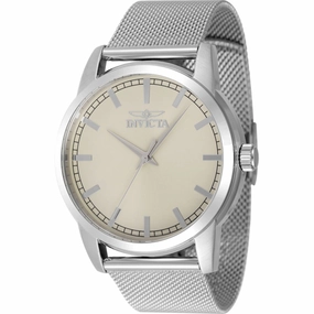 Invicta Men's Watch - Celestial Quartz Ivory Dial Silver Tone Mesh Bracelet | 48505