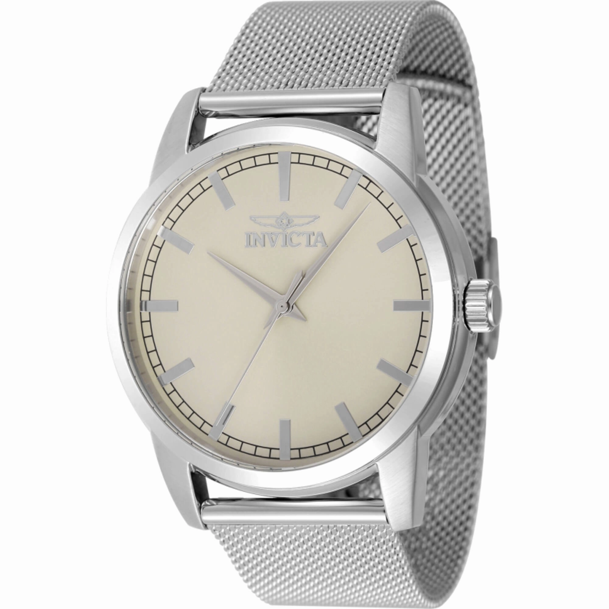 Invicta Men's Watch - Celestial Quartz Ivory Dial Silver Tone Mesh Bracelet | 48505