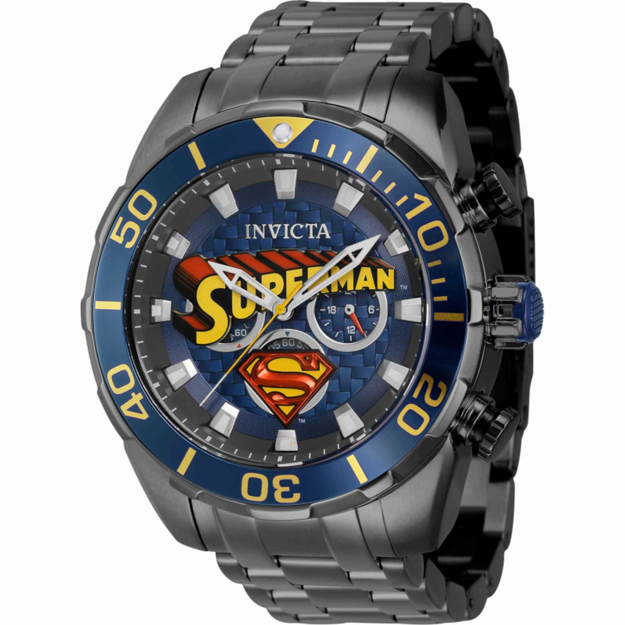 Invicta Men's Watch - DC Comics Superman Gunmetal Stainless Steel Bracelet | 43558