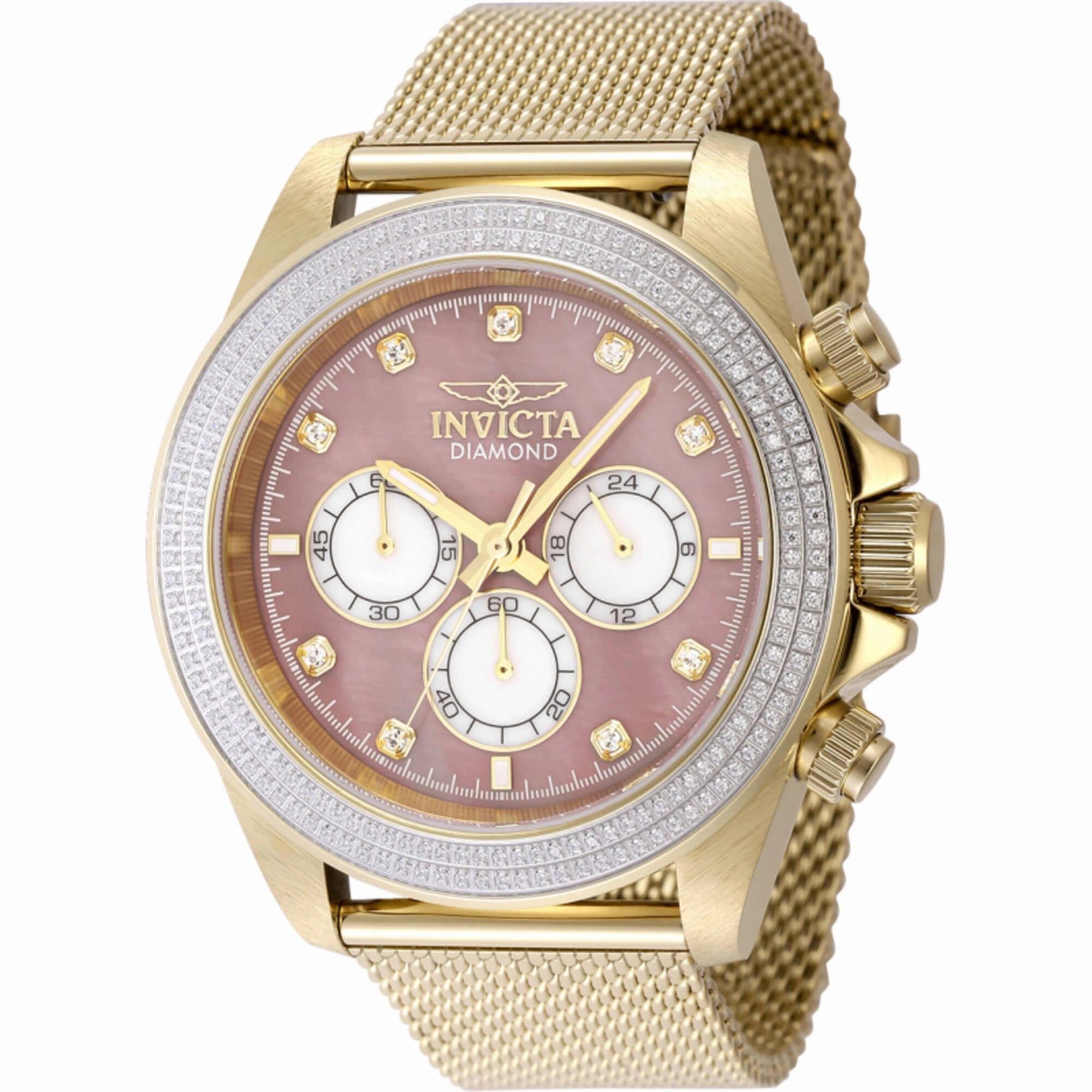 Invicta Men's Watch - Elite Diamond Quartz Chrono Yellow Gold Mesh Bracelet | 48755