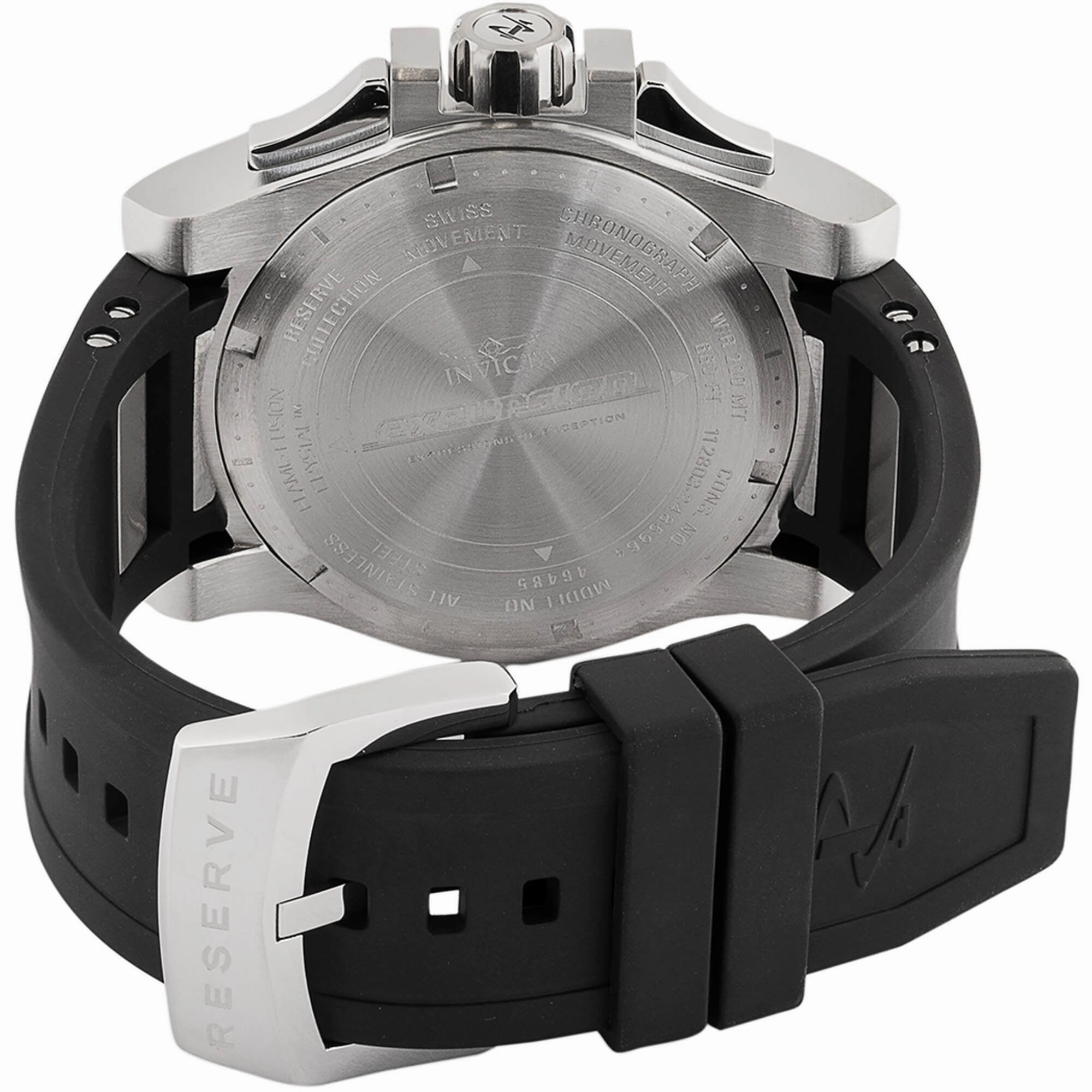 Invicta Men's Watch - Excursion Quartz Black/Silver Tone Rubber/Steel Strap | 46485