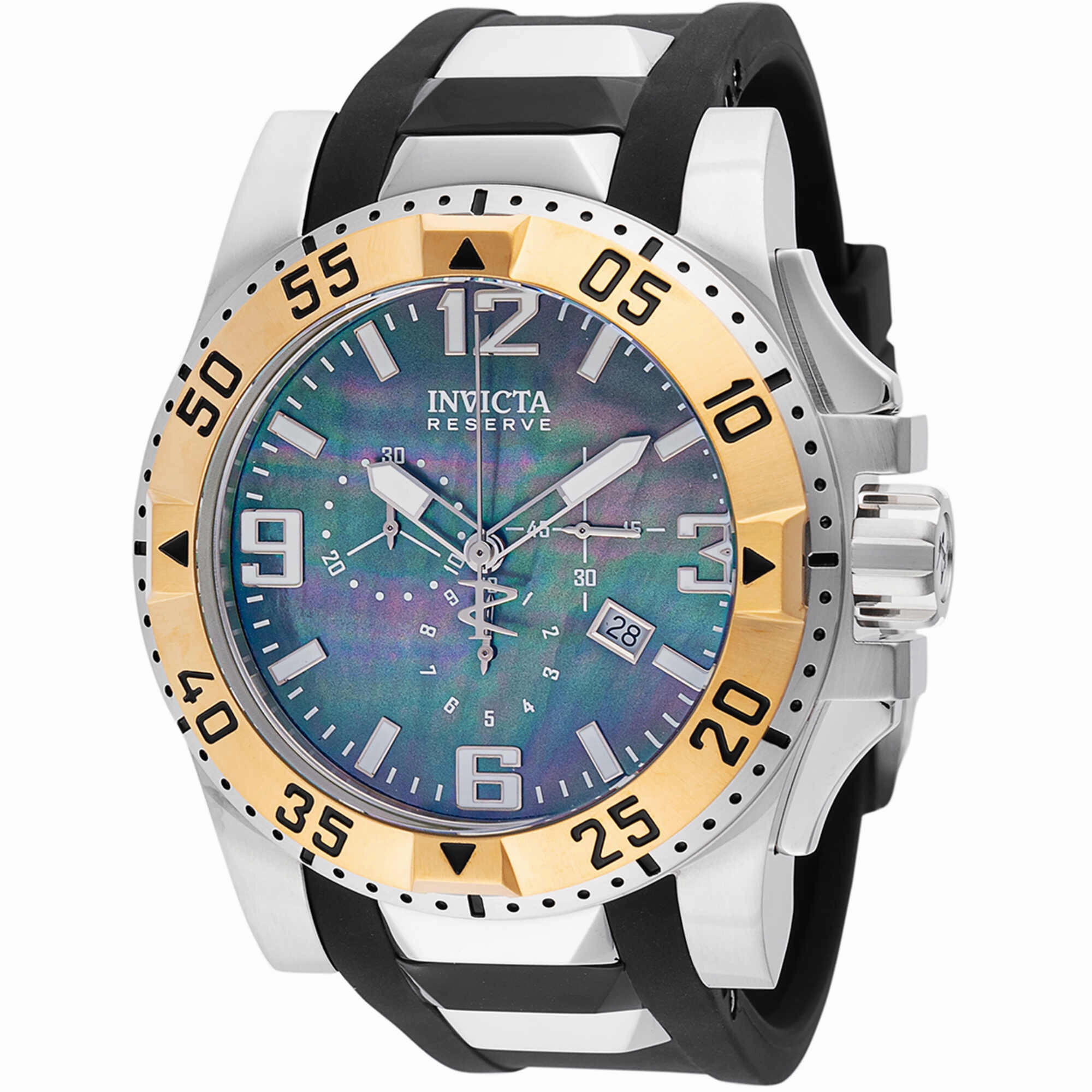 Invicta Men's Watch - Excursion Quartz Black/Silver Tone Rubber/Steel Strap | 46485