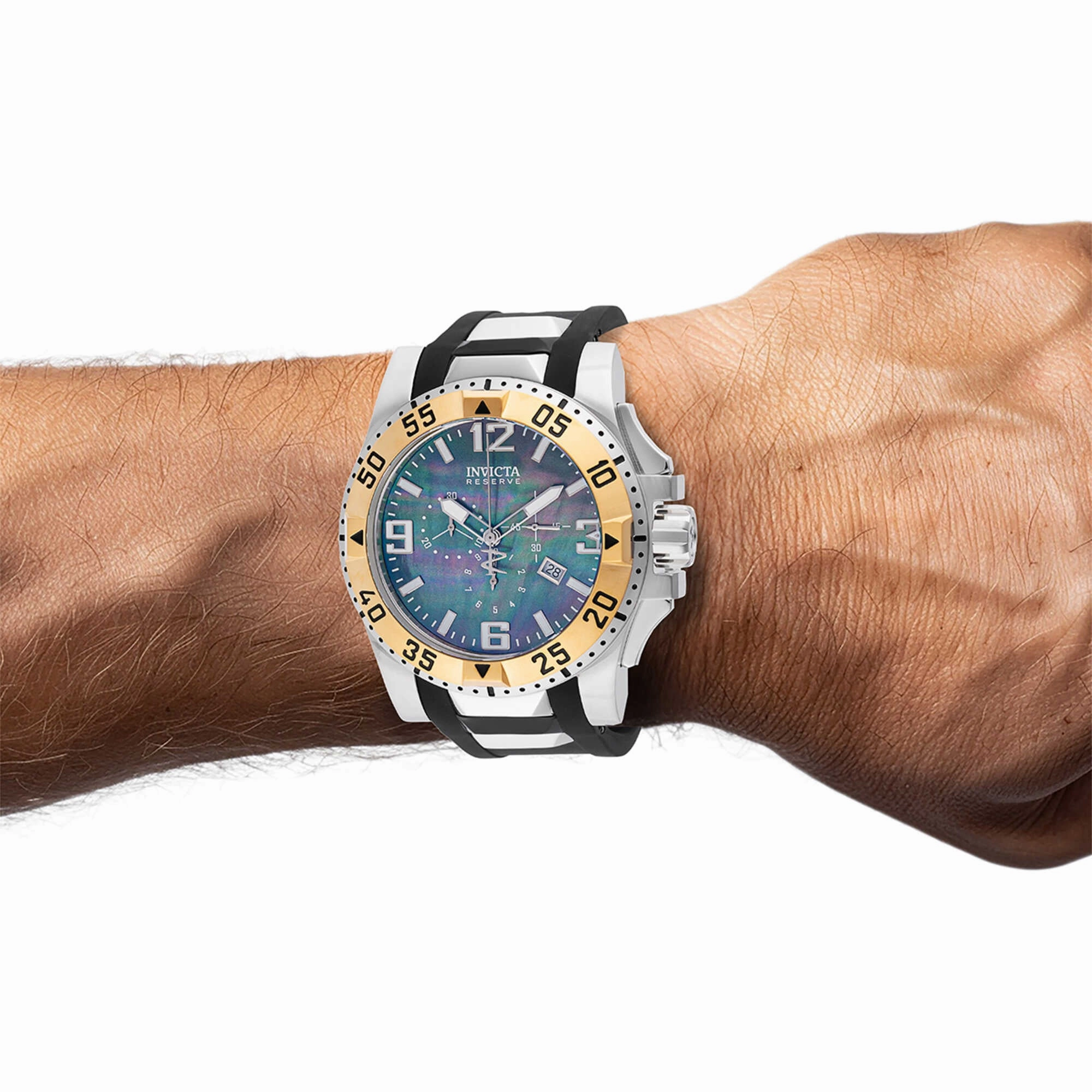 Invicta Men's Watch - Excursion Quartz Black/Silver Tone Rubber/Steel Strap | 46485
