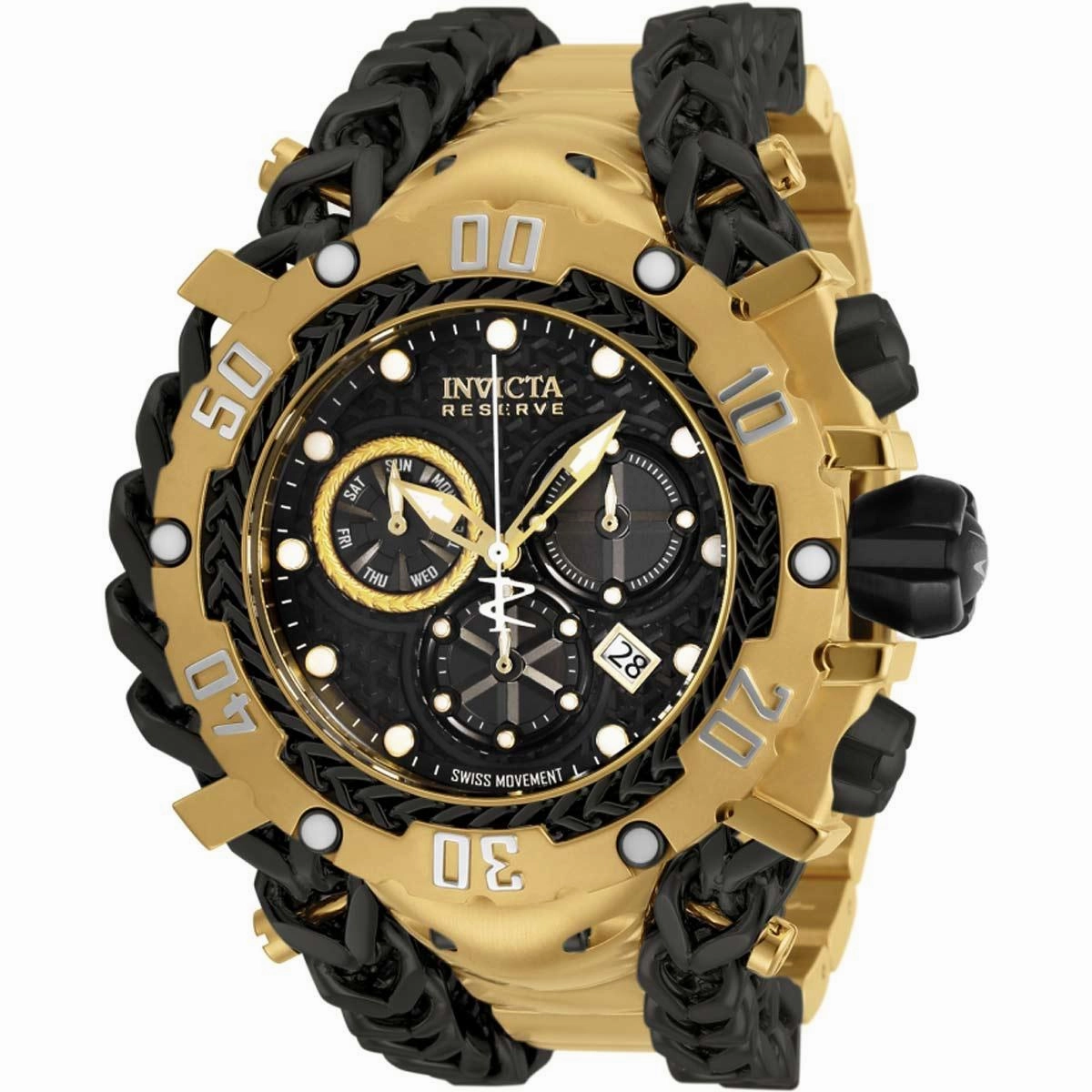 Invicta Men's Watch - Gladiator Chrono Black Dial Stainless Steel Bracelet | 34434