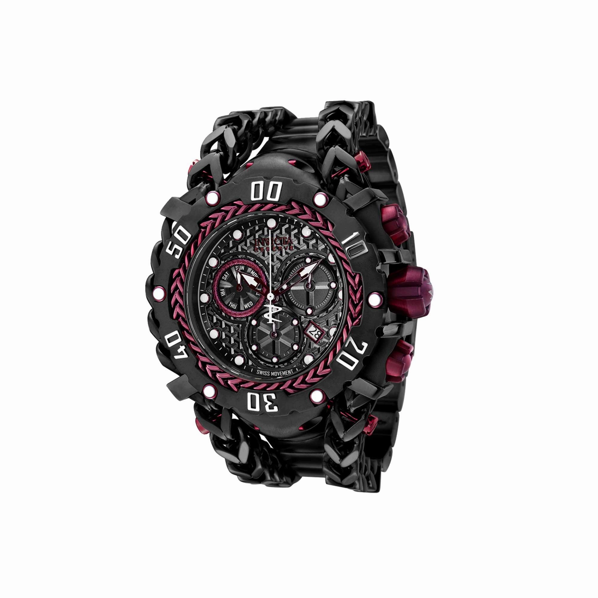 Invicta Men's Watch - Gladiator Reserve Chrono Black Dial Steel Bracelet | 36625