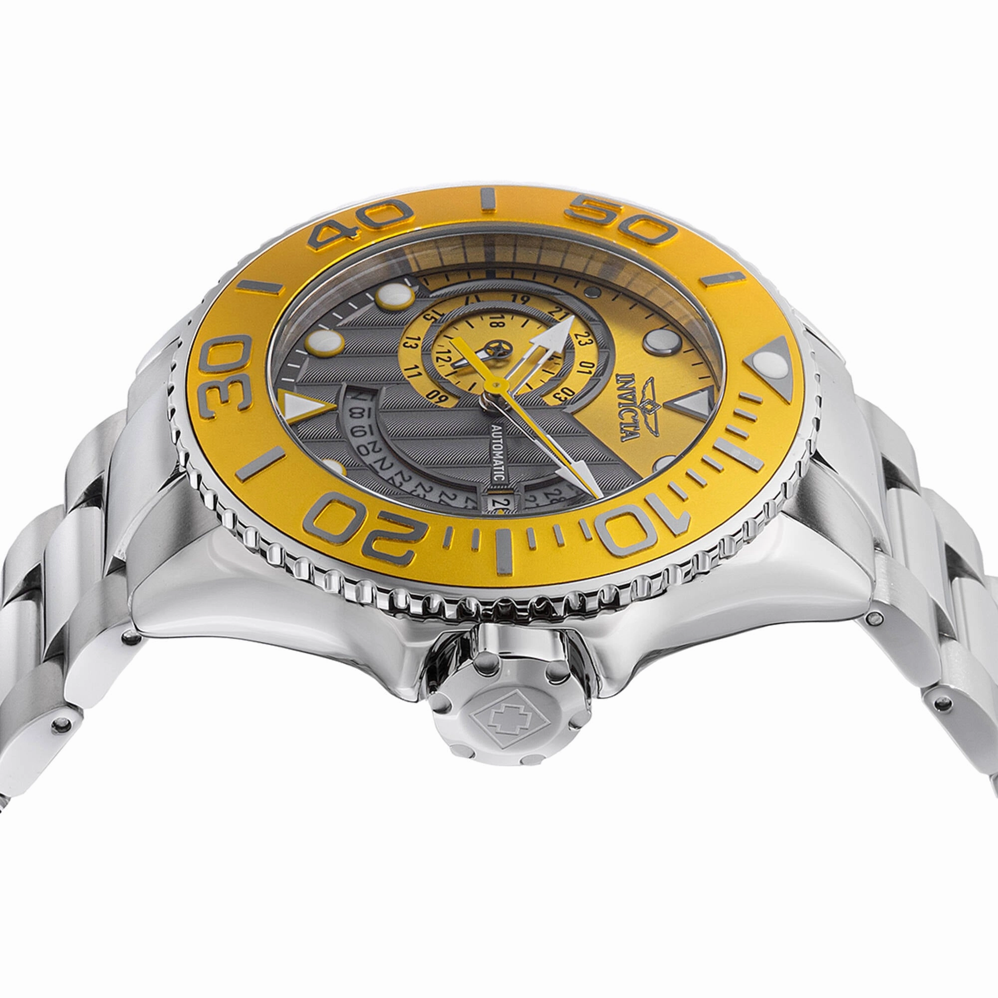 Invicta Men's Watch - Grand Diver Automatic Gunmetal and Yellow Dial Steel | 48243