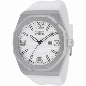 Invicta Men's Watch - Huracan Quartz Silver Tone Dial White Silicone Strap | 45774