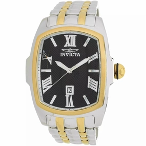 Invicta Men's Watch - Lupah Black with Chevron Pattern Dial Steel Bracelet | 39829