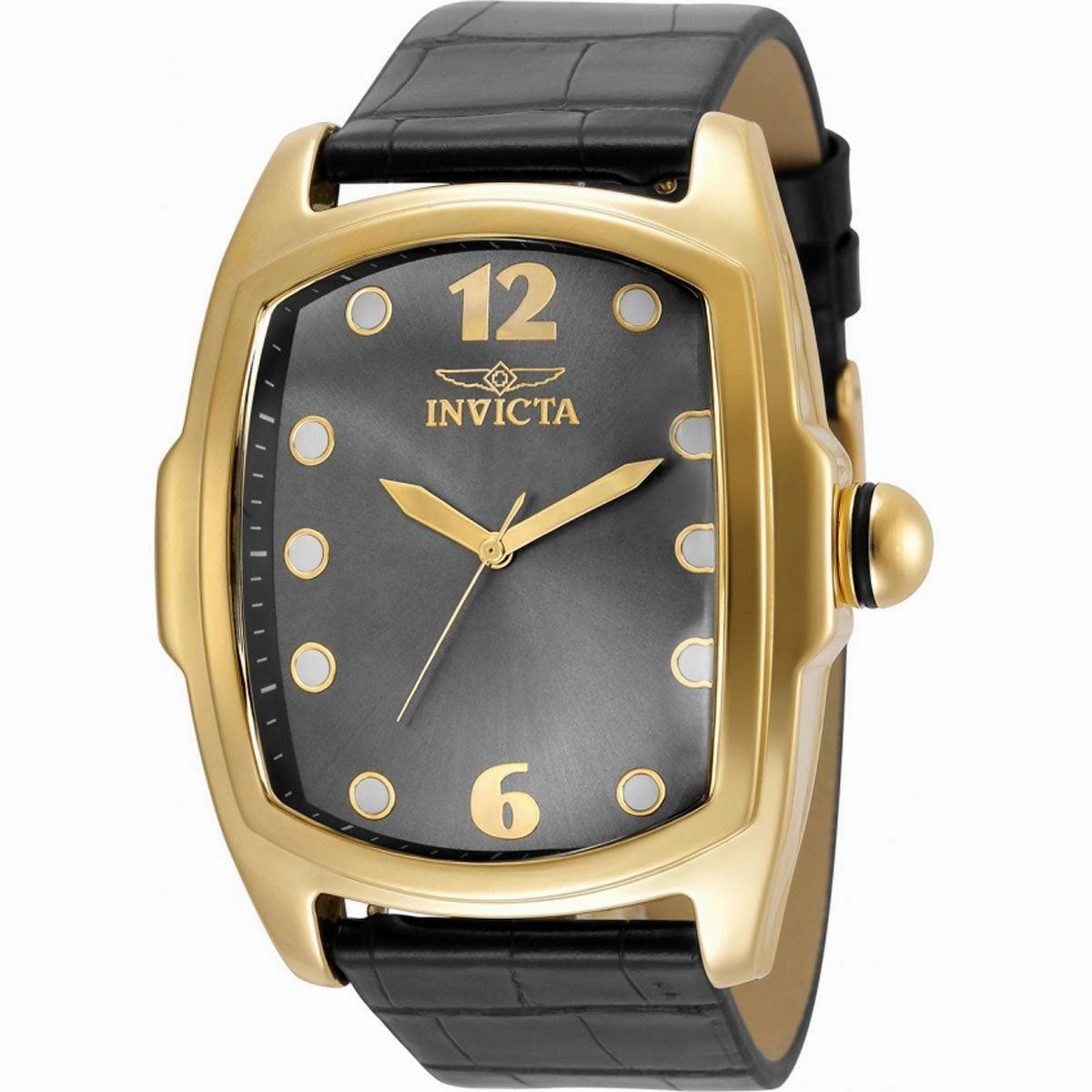 Invicta Men's Watch - Lupah Japanese Quartz Leather Strap Charcoal Dial | 35377