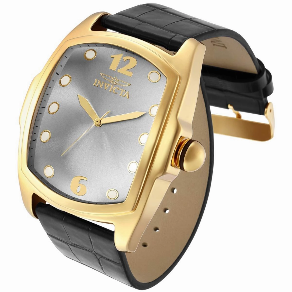 Invicta Men's Watch - Lupah Japanese Quartz Leather Strap Silver Dial SS Case | 35374
