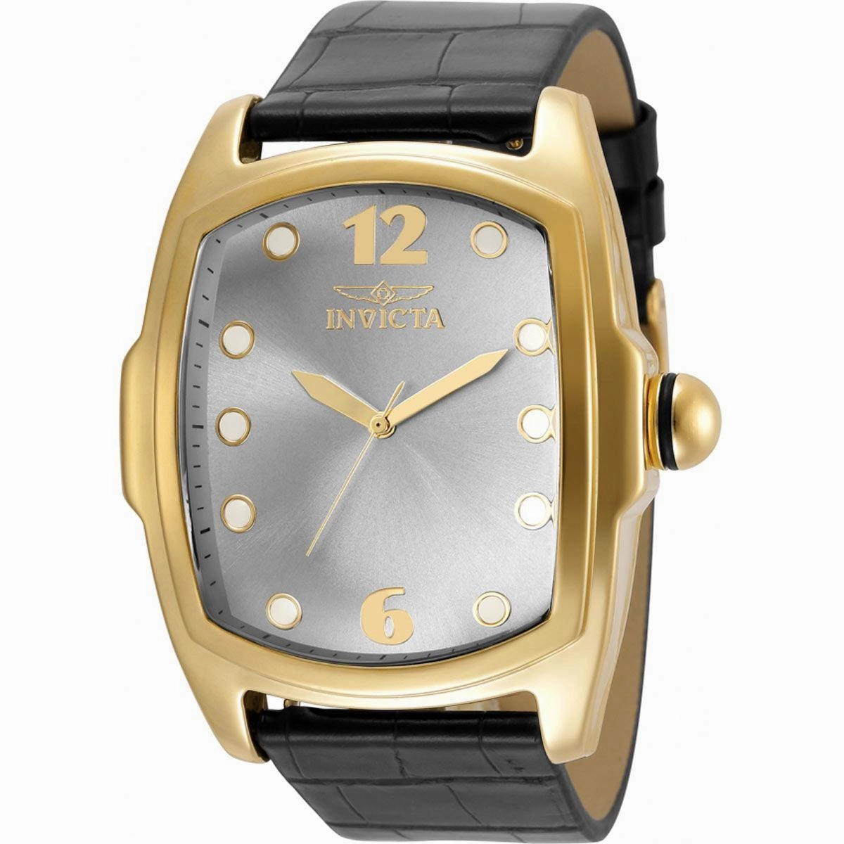 Invicta Men's Watch - Lupah Japanese Quartz Leather Strap Silver Dial SS Case | 35374