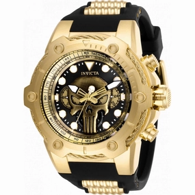 Invicta Men's Watch - Marvel Punisher Chrono Yellow Gold and Black Strap | 26925