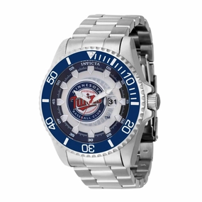 Invicta Men's Watch - MLB Minnesota Twins Rotating Bezel Silver Steel Bracelet | 43470