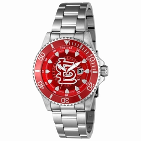 Invicta Men's Watch - MLB St. Louis Cardinals Rotating Bezel Silver Bracelet | 43479